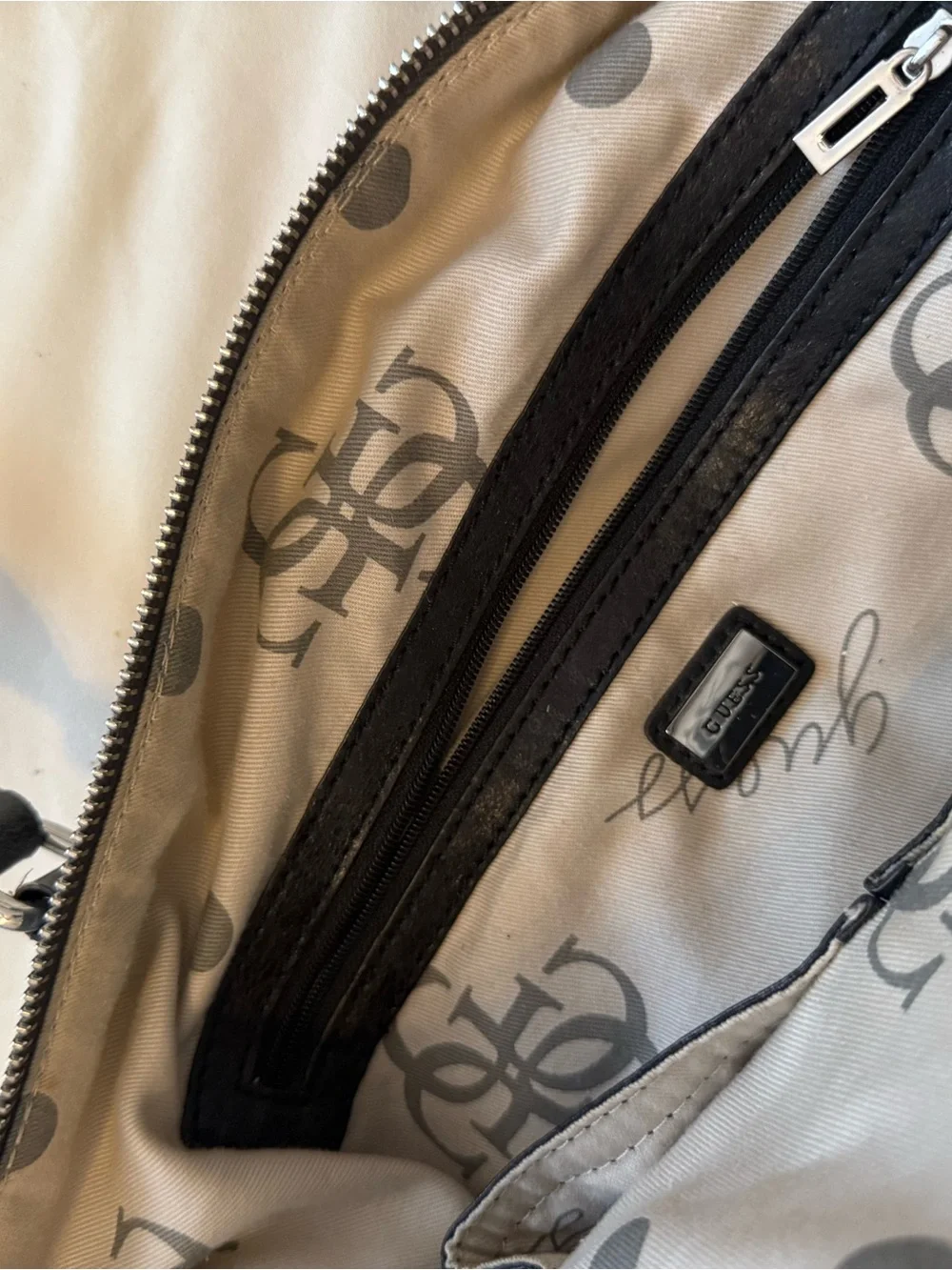 Guess | Y2k patchwork bowling satchel with silver tone studs